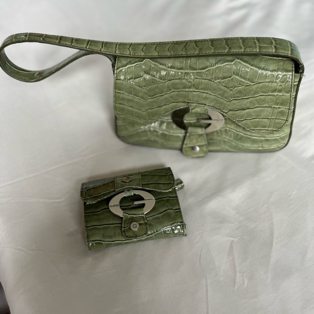 Guess brand Olive green mini bag with matching wallet